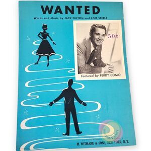 Wanted Sheet Music 1954 Perry Como Hit Jack Fulton Teal Cover